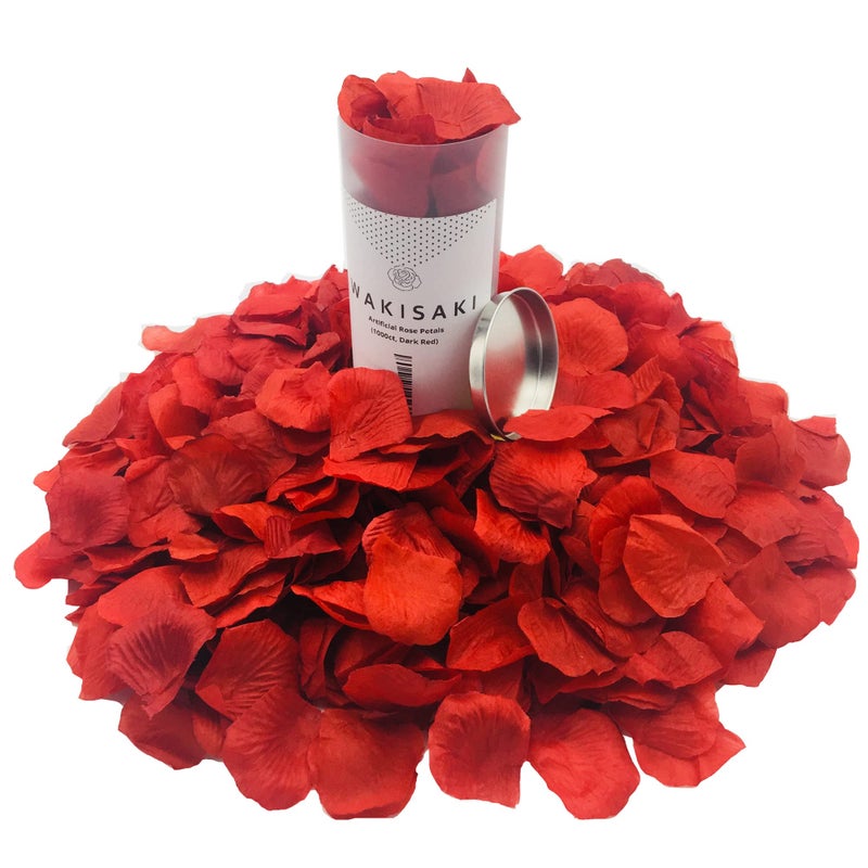 WAKISAKI (Pre-Separated, Scented) WAKISAKI Artificial Silk Rose Petals for Wedding Flower Petals for Romantic Special Night, for Proposal, Anniversary (1,000 PCS, Dark Red) - Image 1